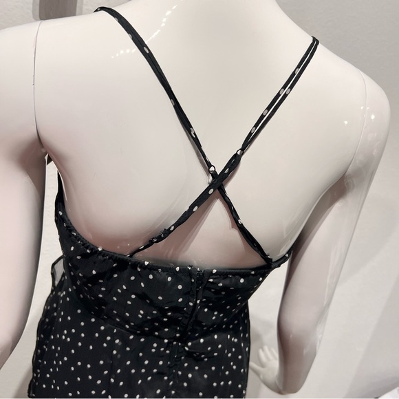 Francesca's Mi Ami Dress Black & White Polka Dots Midi Dress Ruffled Hem Size M - Picture 6 of 15